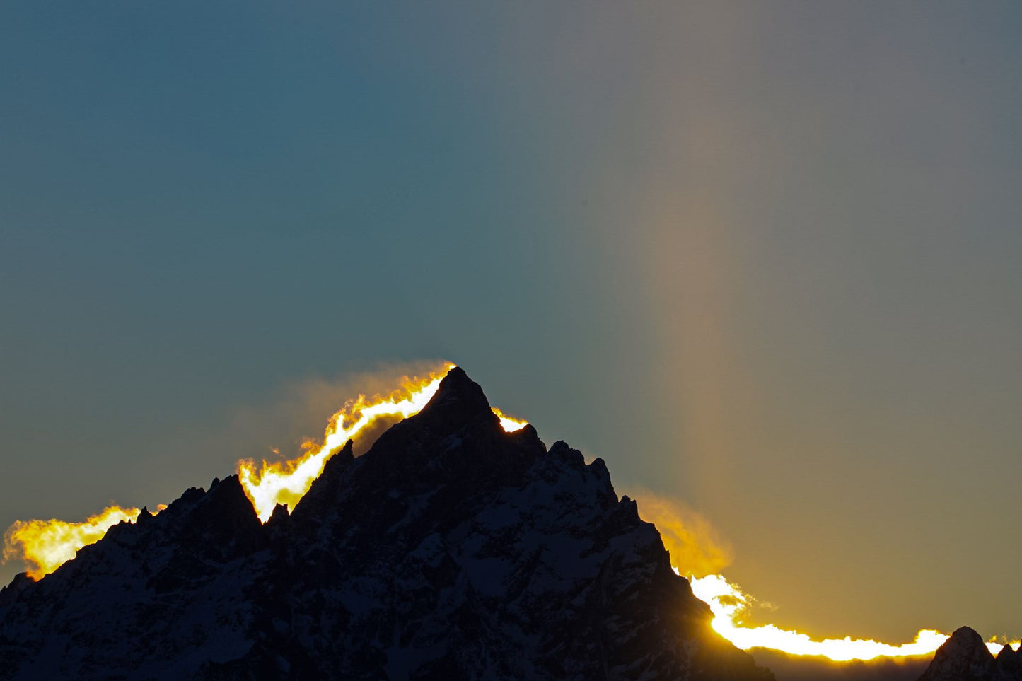 Cloudy Fire on Grand Teton