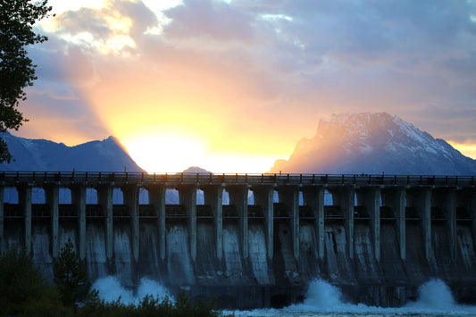 Jackson Lake Dam at Sunset